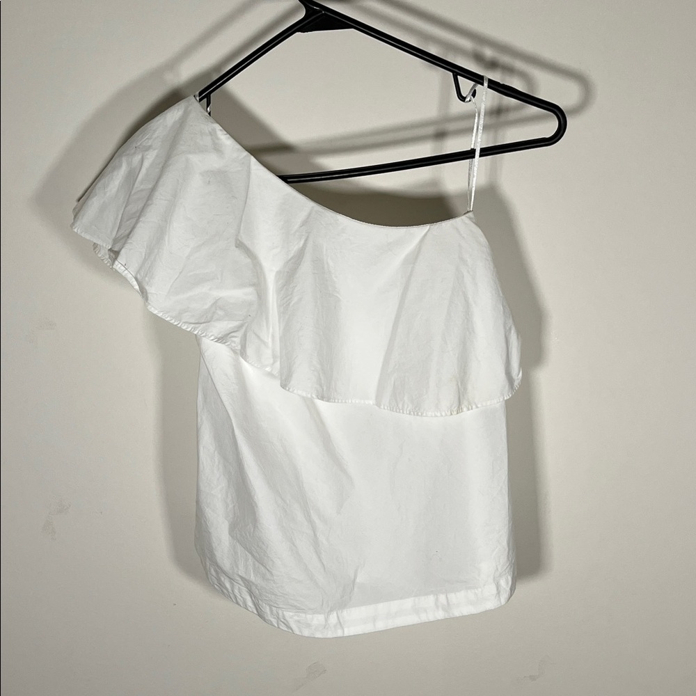 LOFT White One-Shoulder Blouse